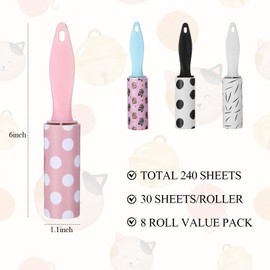 8 Pcs Mini Lint Roller for Travel Lint Roller Travel Size Mini, Small Rollers Romovers for Pet Hair Bulk Sticky Clothes for Pet Hair Extra Sticky Dog Cat