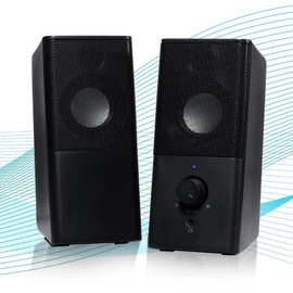 H21 USB-Powered Computer Speakers, 3.5mm Aux Gaming Speakers for PC, Laptop, Desktop, Phone, Full Stereo Sound with Volume Control, Portable Multimedia Speakers for Music & Movies (Black)