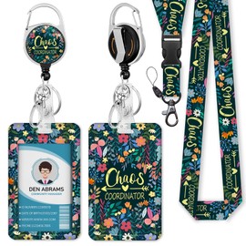 Piefly Lanyards for Id Badges, Funny Badge Holder with Retractable Reel Belt Clip, Chaos Coordinator Work Name Tag Lanyard Vertical ID Card Protector Case for Women Nurse Doctor Teacher Student