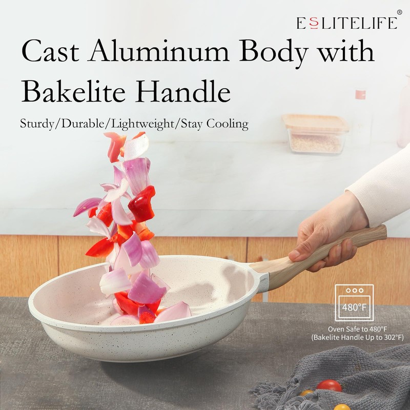 ESLITE LIFE Nonstick Ceramic Frying Pan Skillet, Non-Toxic Egg Omelette