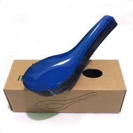 PNAKC Set 12 pcs Vintage enamel soup spoons Dinnerware Camping Asian Chinese enamelware japanese (Blue)