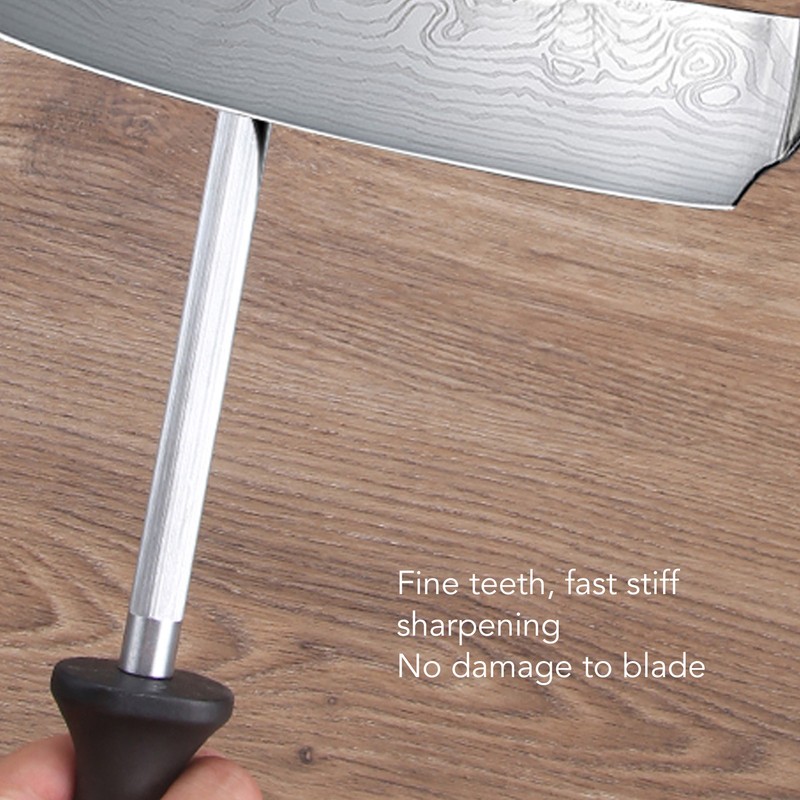 Knife Sharpening Steel Fine Groove Sharpener Rod Round 8in for