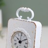 Fyne-Finds 17cm Antique Metal White Carriage Table Mantle Roman Clock
