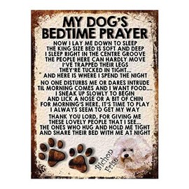 MY DOG'S BEDTIME PRAYER RETRO STYLE METAL TIN SIGN/PLAQUE DOG BREEDS (Bichon Frise Dog)