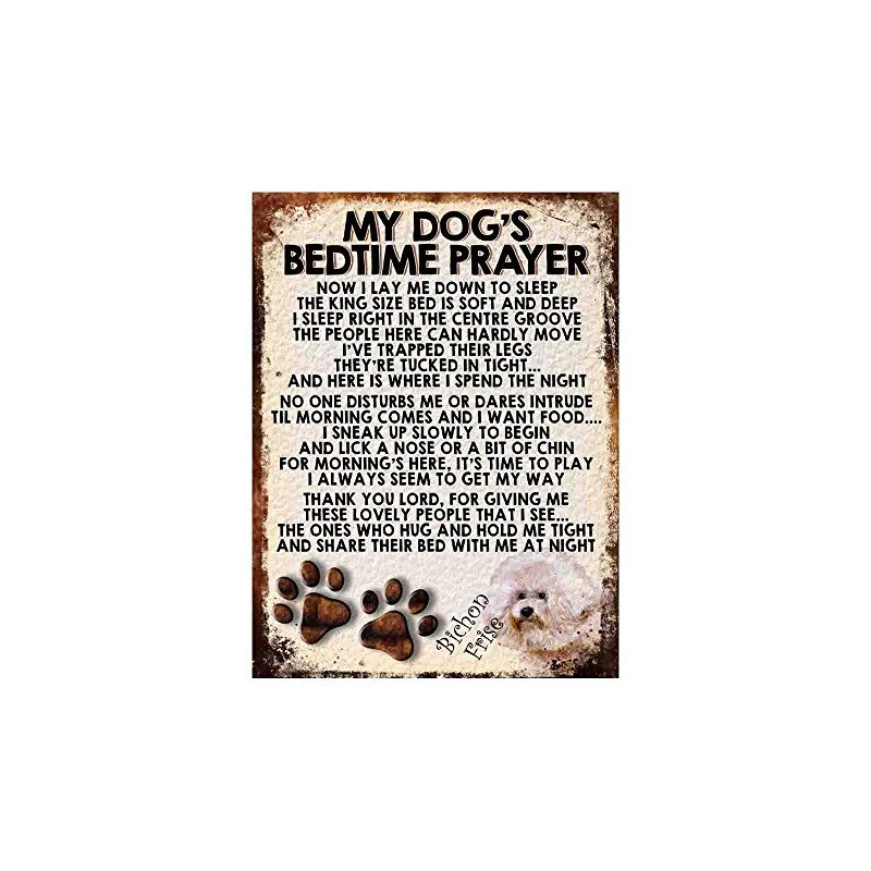 MY DOG'S BEDTIME PRAYER RETRO STYLE METAL TIN SIGN/PLAQUE DOG