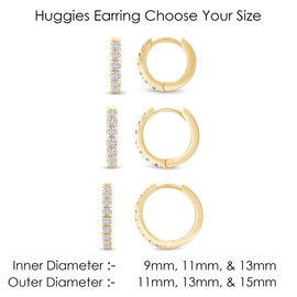 18K Yellow Gold Plated Hoop Earrings for Women | Moissanite Diamond Dainty Earrings (0.41 Cttw) | Moissanite Huggie Earrings with 15mm Outer Diameter and 13.2mm Inner Diameter