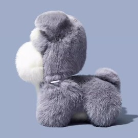 QoKcoahn Cute Cartoon Plush Case for AirPods 4 4rd Generation Case,3D Kawaii Fluffy Grey Schnauzer Puppy Soft Silicone Cover with Keychain Cool Funny Boys Girls Women for AirPods 4