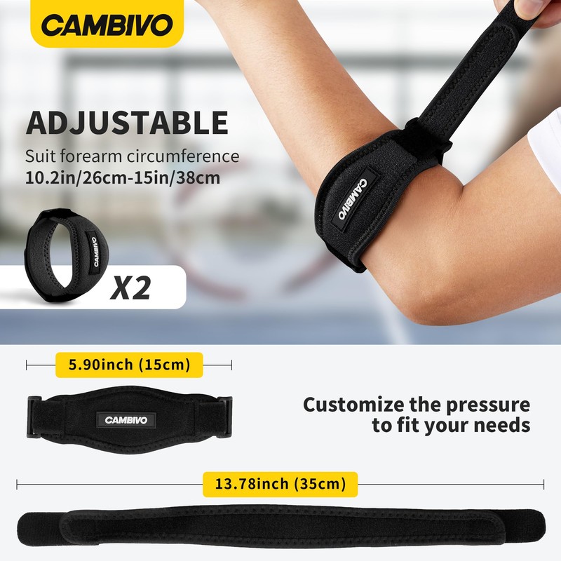 CAMBIVO 2 Pack Tennis Elbow Brace for Men & Women,