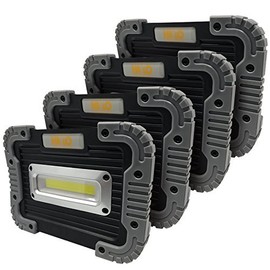 Boundery Big Block Flood Light - Portable LED COB - Ultra Bright - 10 WATT - 500 Lumen, Water Resistant, Battery-Powered Work Light, Indoor/Outdoor Lantern for Camping, Car Repair (4 Pack)