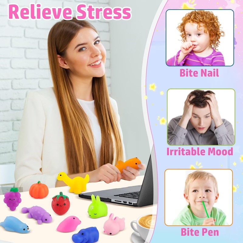 PNIOTAIN 18 Pcs Squeeze Toy Animal Stress Relief Squeeze Toy
