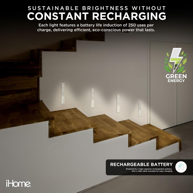 iHome Rechargeable Auto Sensing Light Bars, Motion Sensor, Dimmable, Auto/Always-On