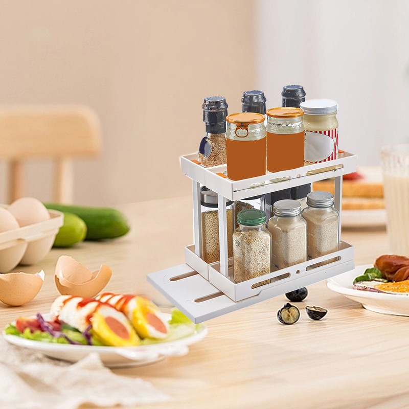 Pull Rotate Spice Rack Multifunctional Large Capacity Durable Stable 2