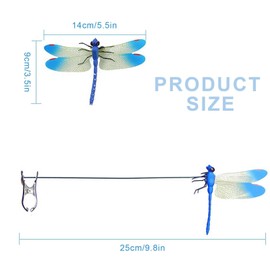 WJUAN Dragonfly Clip 4 Pieces, Span 12 cm Garden Dragonfly Clip, 3D Dummy Dragonfly Clip, Artificial Dragonfly Clip for Garden, Balcony, Eaves, Yard Decoration