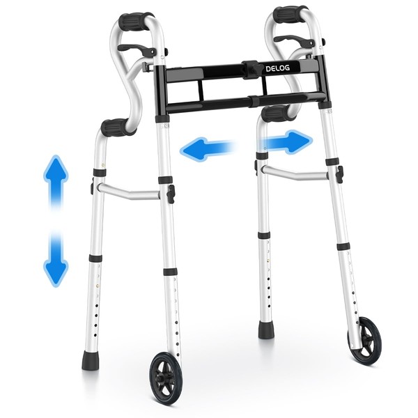 Delog Narrow Folding Walker for Seniors, 3 in 1 Folding