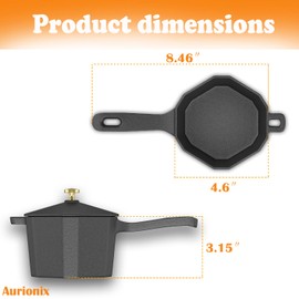 Aurionix Cast Iron Sauce Pot with Lid, Premium Small Cast Iron Melting Pot & Silicone Basting Brush, Castiron Sauce Pan for Grilling, Camping Cookware, Stoves, Mini Pans for BBQ Braising Grill Oven