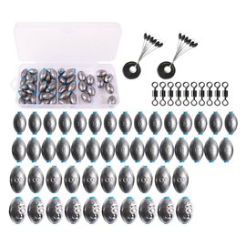 FOLANDO 60pcs Fishing Weights set, egg Fishing Snaps Sea Fishing Weights For Saltwater Freshwater Fishing 5g/6g8g/10g T4104060
