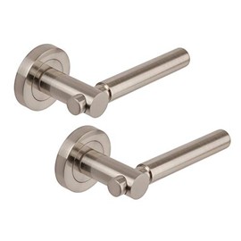 Excel Architectural XL3844 Astral Passage Door Handles on Round Rose, Satin Nickel