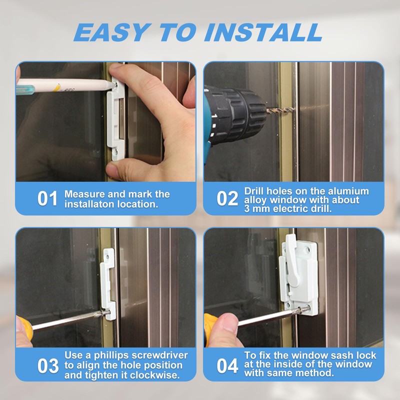 WOPPLXY 6 Pack Window Sash Locks, Sliding Window Sash Locks