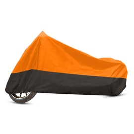 RATCHROLL Motorcycle Cover Bike All Season Waterproof Dustproof Protective Outdoor Motorbike Rain Cover 190T XL Orange Black for Harley Dyna Low Rider Super Wide Glide Replacement Car Parts