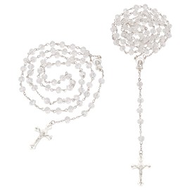 WEBEEDY Pack of 2 Crystal Beads Rosary Necklace Saint Mary Cross Prayer Beads Necklace For Daily Prayer Home Decoration Gifts
