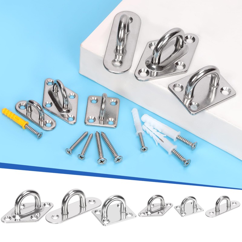 GLARKS 36pcs M8 Stainless Steel Pad Eye Plate Hook Kit,