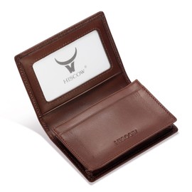 Leather Business Card Case Holder for Men & Women, Italian Calfskin (Coffee Vegetable-Tanned Leather)