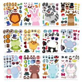 48 PCS Make a Face Stickers Sheets for Kids, Make Your Own Animal Mix and Match Stickers Sheets, Cute Animal Stickers for Kids Classroom, Kids Party Favor Supplies Kids Birthday Craft
