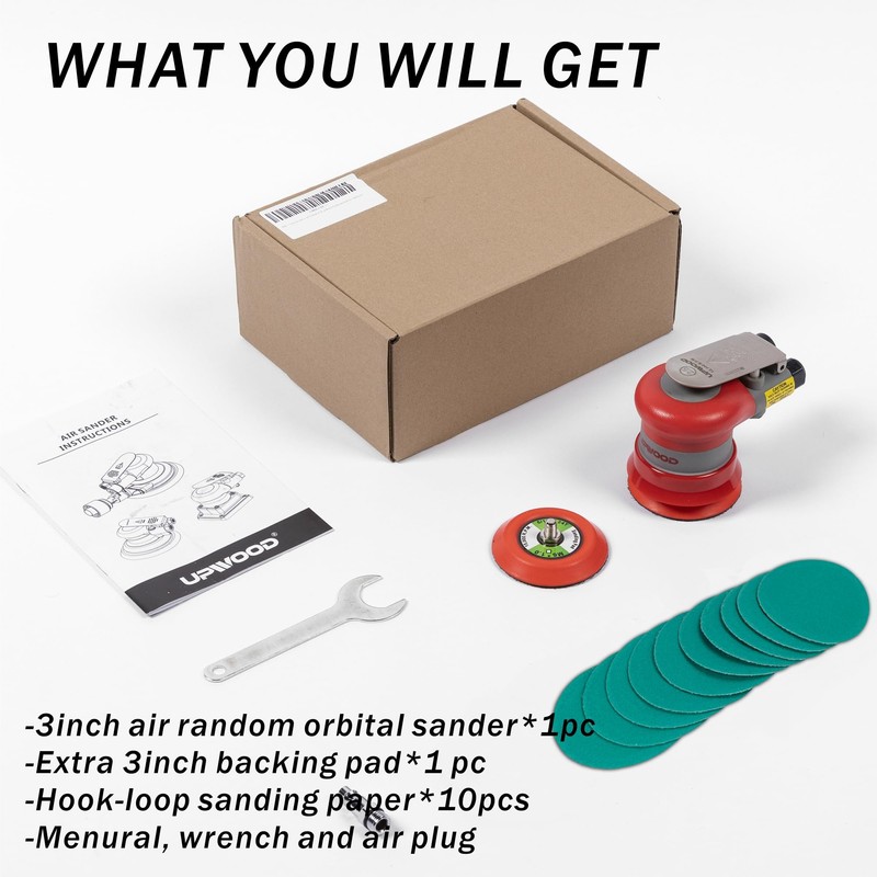 Pneumatic random orbital sander 3-inch light weight palm sander 3/32"