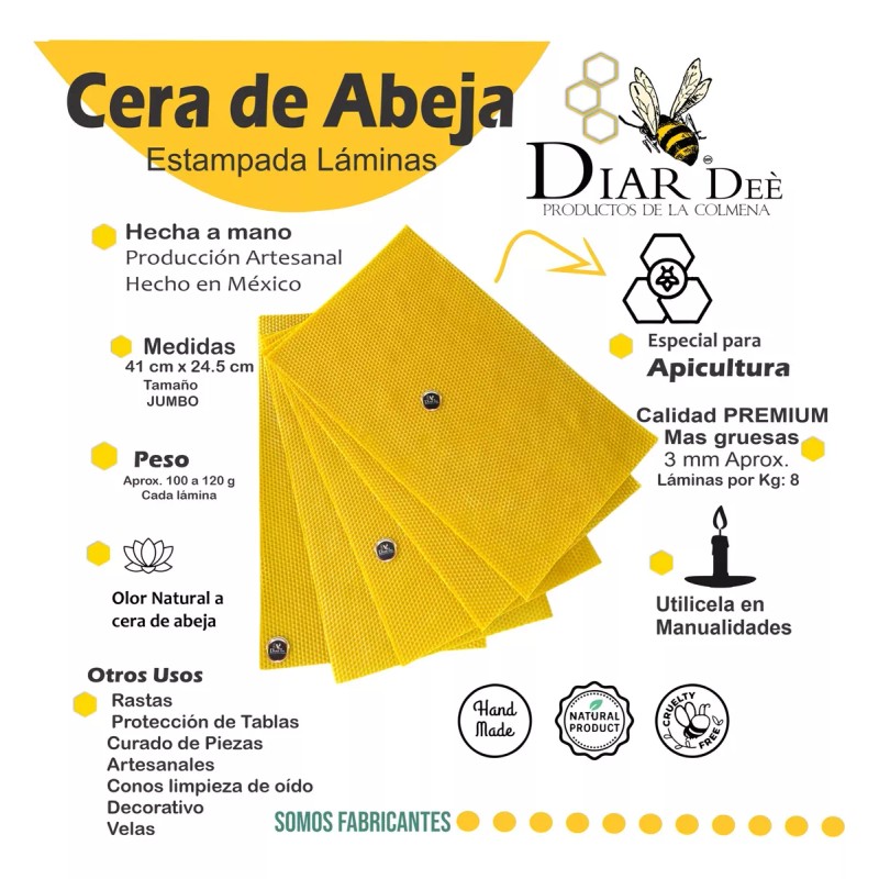 Diardee Cera Abeja Estampada Láminas Cera Abeja Pura 1 Pza./diar