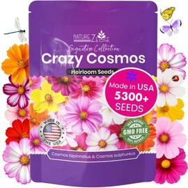 NatureZ Edge, Crazy Cosmos Seeds for 2026, 5300 Cosmos Seed, 1.25 oz, Made in USA, Annual Cut Flowers, Wildflower Seeds Bulk for Planting Flowers, Wild Flowers Seed Throw and Grow, semillas de Flores