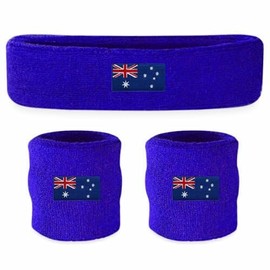 Australia Day Wristband Headband Set Australian Flag Aussie Accessories Gym Kit