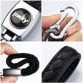 [InnoWave] Keychain, Compatible Jimny Jimny Genuine Leather Car Key Chain, Car Logo Keychain, Keyring, Designed to Fit Car Prototype Black, Black