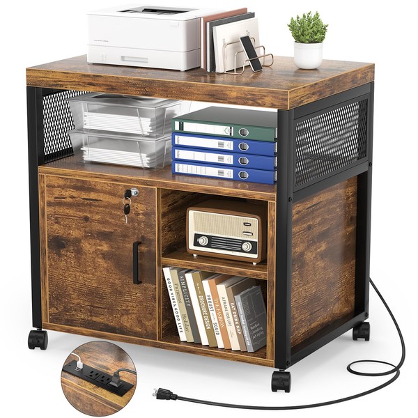 Unikito Lateral File Cabinet, Locking Office Filing Cabinets with Socket