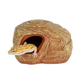 REPTI ZOO Gecko Hide Cave, 2 in 1 Reptile Hideout for Hide & Rest & Breed & Feeding, Reptile & Amphibian Habitat Decor for Crested Gecko, Leopard Gecko, Lizard, Snake | Terrarium Tank Accessorie