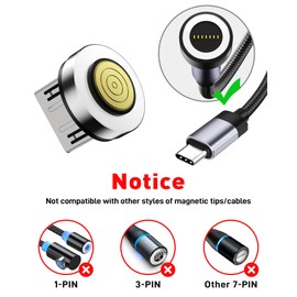 Gourde Magnetic Connector Tips Head for Android Devices (3 Pack), 360° Rotating 7-Pin Magnetic Phone Cable Adapter for Micro All Devices