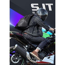 mjmoto Motorcycle Backpack,Reflective Motorcycle Helmet Bag Backpack for Men Women, Large Capacity Waterproof Travel Backpack Shoulder Bag (Black)