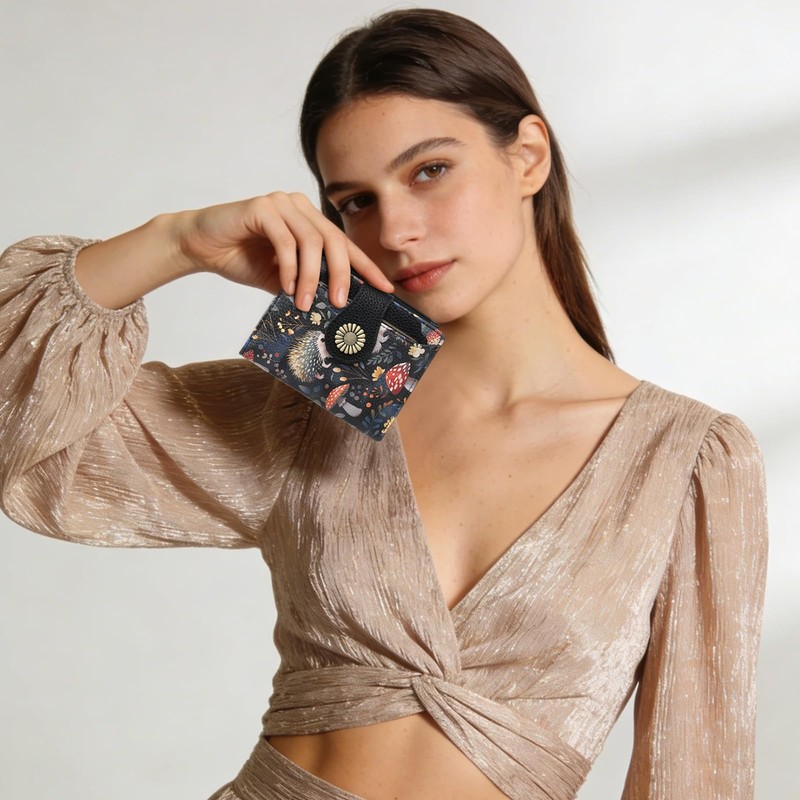 SENDEFN Small Wallet Women RFID Blocking Bifold Card Holder Compact
