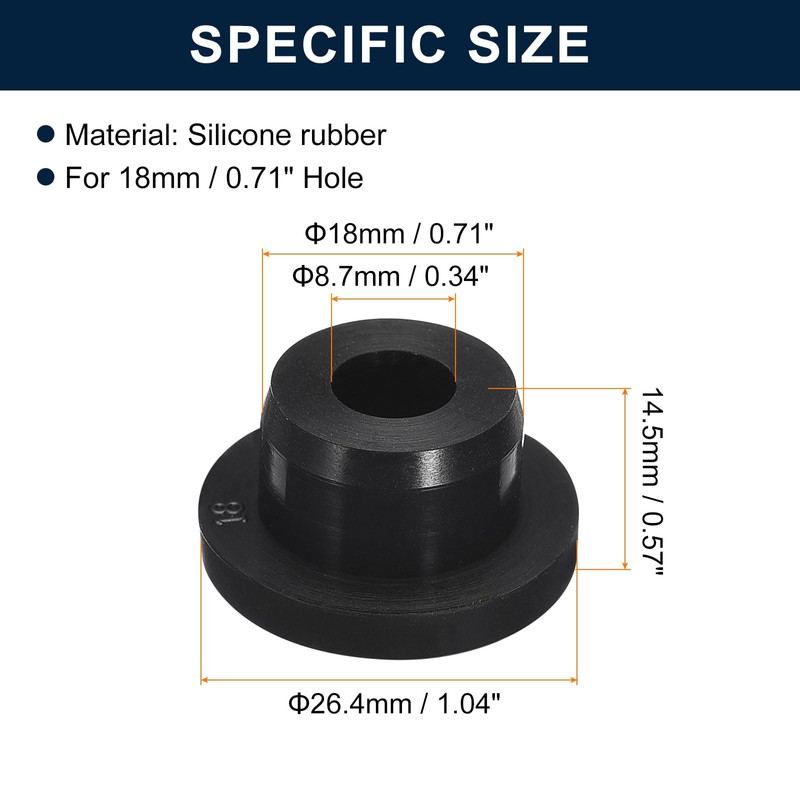 sourcing map 5 Pcs Black Plug Holes, Waterproof Rubber Button