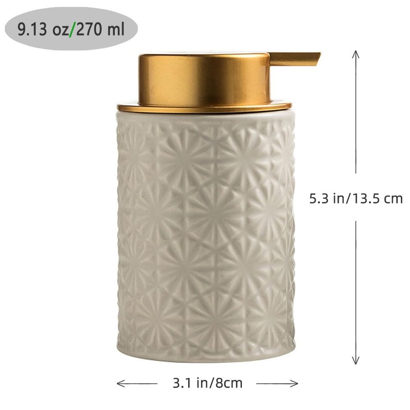 Elegant Foaming Soap Dispenser, Designed with Flower-Shaped Emboss, Ceramic Gold