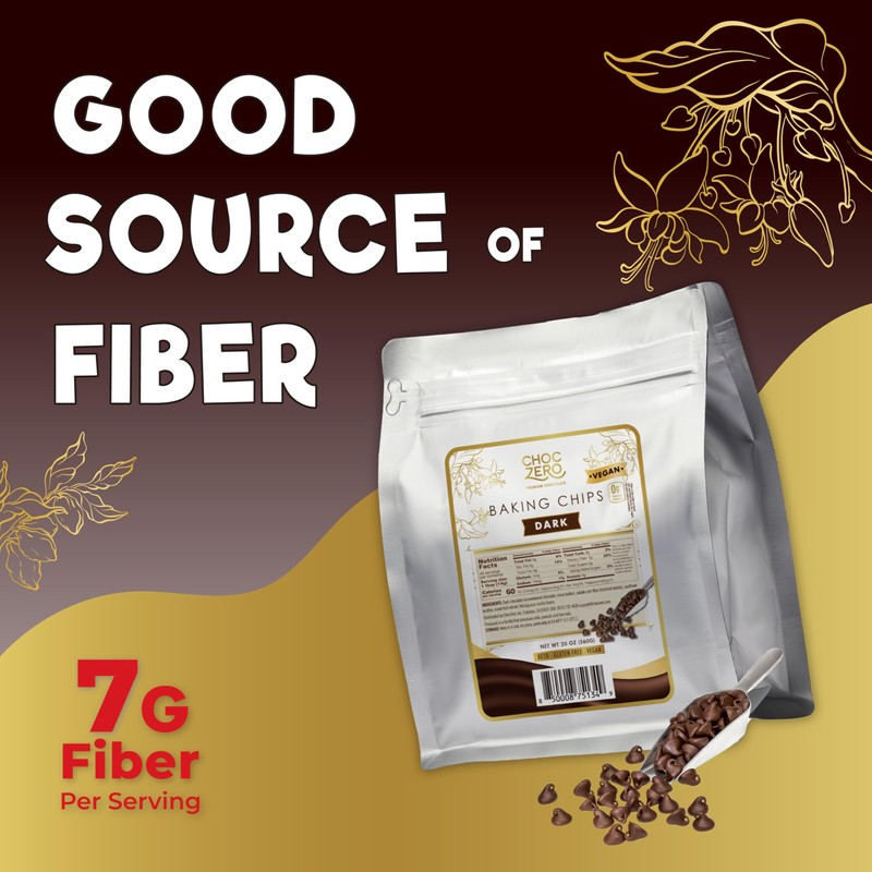 ChocZero Dark Chocolate Chips, Sugar Free, Vegan, Keto & Low
