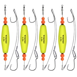 THKFISH Catfish Float Rigs,Catfish Rattling Line Float for Santee Rig,Catfish Tackle Rattling Cork EVA Foam Peg Floats Bait Rigs, Bobbers with Double Hooks 4PCS 2.5in 3in