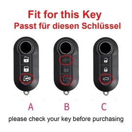 TECART Smart Car Key Case Cover Fits Fiat Ducato 500 500L Panda Grande Punto Lancia Musa Metal Protective Key Cover Accessories Car Key Keyless Go Protection Case 3 Button, 3-black
