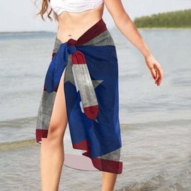 Women's Sarongs Cover Ups for Swimwear Beach Bikini Wraps Vintage Puerto Rico Pr Flag Scarf