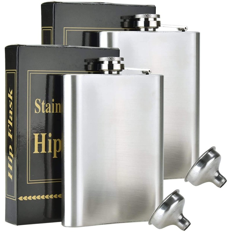 DealKits 2 X stainless steel hip flask & funnel 8