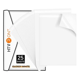HTVRONT Printable Vinyl Sticker Paper - 8.5"x11" Glossy White printable vinyl for inkjet printer 25Pcs - Dries Quickly and Holds Ink Beautifully