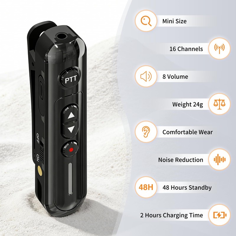 Super Mini Walkie Talkies Pro Two Way Radio with Earpieces