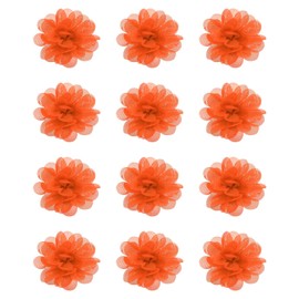 PATIKIL Chiffon Flowers, 12Pcs 2" Sewing Fabric Flower Appliques Embellishments for DIY Crafts Clothing Headbands Wedding Party Decoration, Orange