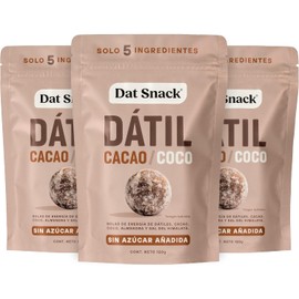 Dat Snack - Bolas de Energía de Dátil con Cacao, Coco y Almendra, Snack Saludable Sin Azúcar Añadida, Solo 5 ingredientes con Proteína Ve...