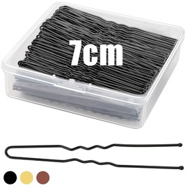 Mbsomnus Pack of 200 Hair Pins Black 7 cm Bobby Pins U-shaped Hair Pins Metal with Storage Box for Women Girls Women Hair Accessories Hairdressing Salon Wedding