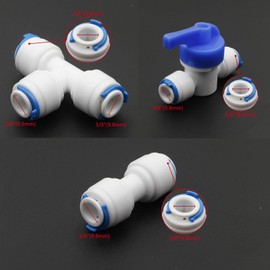 Pxyelec 3/8 inch 10 Meters Length PE Tubing Hose Pipe for RO Water Filter System White, 3/8 inch Quick Connect Water Purifiers Tube Fittings(I +T+ Ball Valve Type)